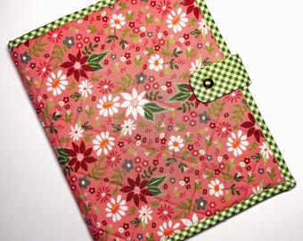 Cross Stitch Project Folder, 11x9, 4 Pocket Folder, Poinsettia and Pear