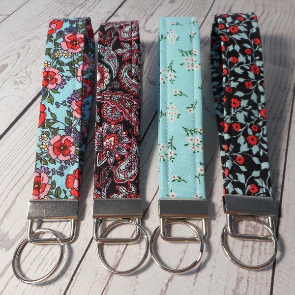 Wristlet Key Chain, Key Fob Wristlet, Key Holder, Key Carrier, Modern Boho Style, Pink Turquoise Black Keyfob, Ready to Ship