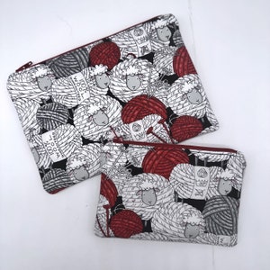 Pochette Knitting Notions, Thème du tricot, Porte-monnaie à fermeture éclair, Pochette en coton pour travaux manuels, Petite trousse de maquillage, Organiseur de sac à main, Bon de réduction à fermeture éclair