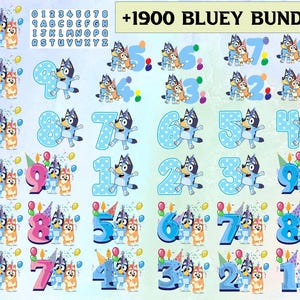 1900+ Bluey Birthday Dog and Friends Svg, Cartoon Characters Clipart, Transparent Png, Cut files for Cricut, Bluey Dog Birthday, Funny FIles
