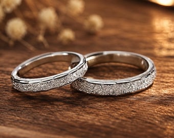 Couple Rings, 999 Pure Silver Matching Rings, Adjustable Open Band, Matte Galaxy Wedding Bands, His and Hers Promise Ring Gift