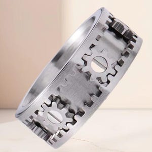 Gear Spinner Ring for Men, Titanium Steel Fidget Ring, Steampunk Gear Ring, Mechanical Spinner Band, Engineer Gift, Industrial Jewelry image 5