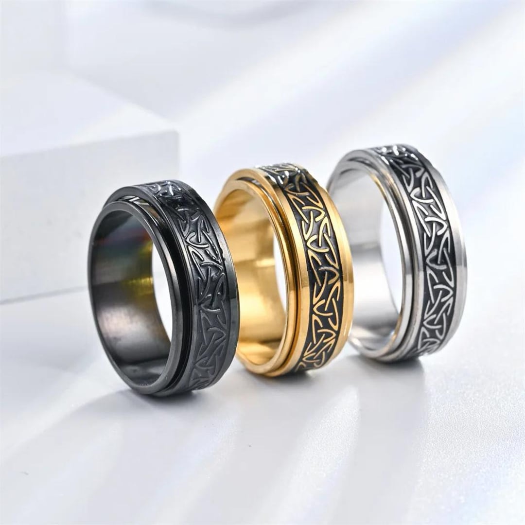 Viking Spinner Ring for Men – Celtic Knot Fidget Ring, Norse Rune ...