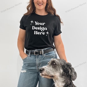 Bella Canvas 3001 Mockup, 3001 Black Mockup, Black Tshirt Mockup, Boho Trendy Model Mockup, Simple Shirt Mockup, Bella Canvas Black Mockup