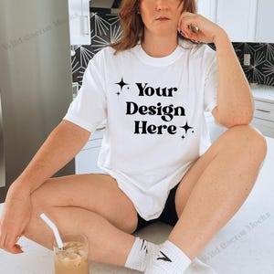 Comfort Colors 1717 White Shirt, C1717 Mockup, Model Mockup, White Shirt Mockup, Boho Mockup, Trendy Mockup, Model Mockup, Neutral Mockup
