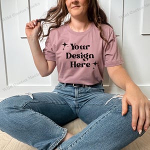 Orchid Bella Canvas 3001 Mockup, Orchid T-shirt Mockup, Model Shirt Mockup, Simple Shirt Mockups, BC Mockup TShirt, Trendy Boho Mockup