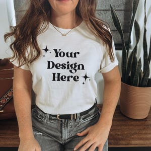 Bella Canvas 3001 Mockup | Bella Canvas White T Shirt Mockup | White T Shirt Mockup | Model Mockup | Boho T Shirt Mockup | 3001 White