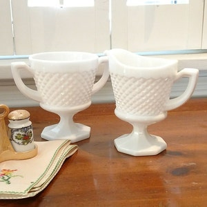 Crema de cristal de leche y azúcar Set Westmoreland vidrio inglés Hobnail