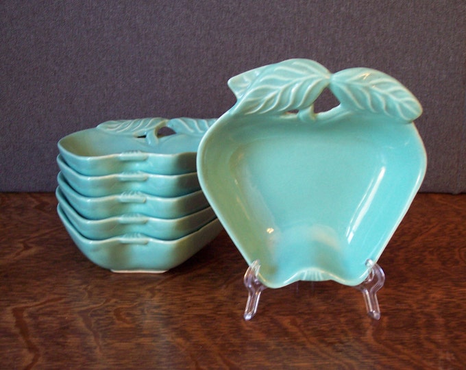 Vintage Turquoise Apple Dishes Hoenig of California Set of Six Etsy
