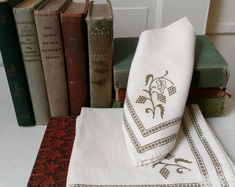 Vintage Linen Napkins Set of 12