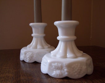 Velas de vidrio de leche Westmoreland vidrio panel gráfico patrón