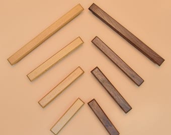 Solid Wood Handle Minimalist Wooden Drawer Pulls - Walnut & Light Oak Cabinet Handles, Handcrafted Natural Wood Hardware