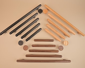 Solid Wood Drawer Pulls, Walnut＆Oak Drawer Knobs Pulls, Wood Cabinet Knobs Handle Pull, Handmade Wood Cabinet Handles, Furniture Hardware