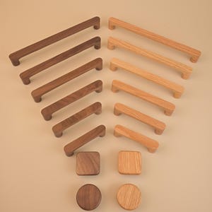 Solid Wood Drawer Pulls, Walnut＆Oak Drawer Knobs Pulls, Wood Cabinet Knobs Handle Pull, Minimalism Wood Cabinet Pulls Handles, Wooden Knobs