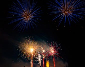 Stars Over Freedom #006 Fireworks Fine Art Print | Red White Blue Pyro Photography | Patriotic Wall Art | America 250 Celebration Poster