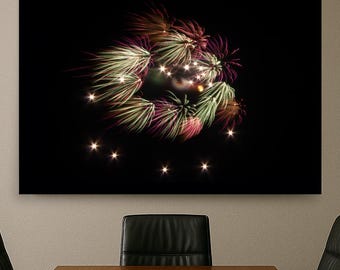 Celestial Halo #008 - Fireworks Fine Art Print | Circular Pyrotechnic Burst Photography | Elegant Night Sky Wall Art  Fire in the Sky Poster
