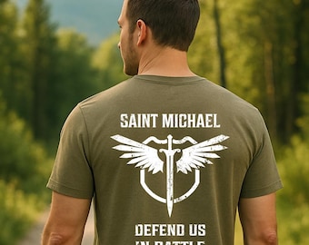 Saint Michael Defend Us in Battle short sleeve t-shirt, St Michael the Archangel Tee shirt, Catholic Prayer Warrior, Patron Saint Gift