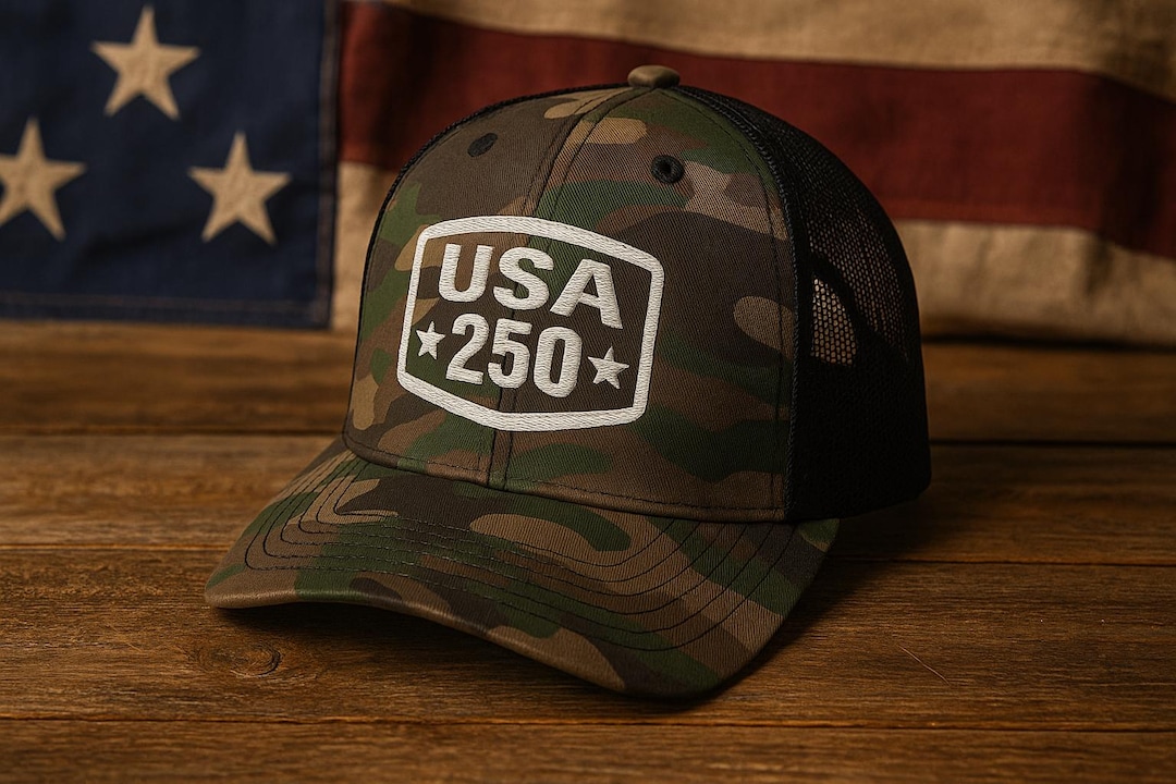 USA 250 Camo Trucker Hat | Patriotic Ball Cap | America 250th ...