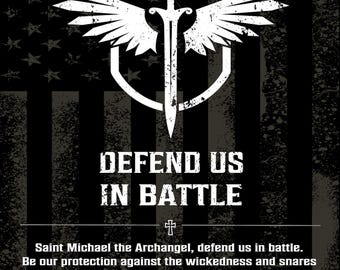 Saint Michael the Archangel Prayer Poster Print | Defend Us in Battle Wall Art | Catholic Gift | Christian Protection Gift | Spiritual Decor