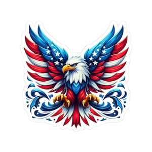Patriotic Stickers, USA Flag Eagle Decals for 4th of July, I Love America, Independence Day Decor, American Pride Products