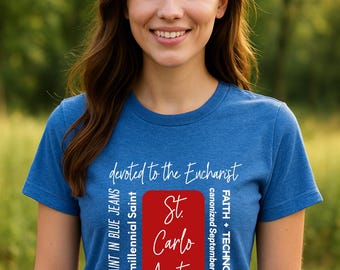 All about St Carlo Acutis - Short Sleeve Unisex T-shirt - Catholic - God - Christian - Millennial Saint - Eucharist