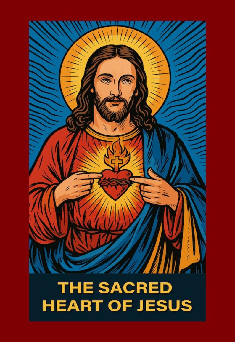 Sacred Heart of Jesus Poster | Catholic Wall Art | Christian Religious ...