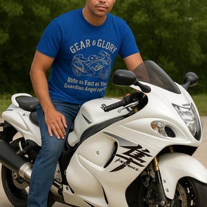 Gear & Glory uniseks softstyle T-shirt, T-shirt motorliefhebber, cadeau voor motorrijders, vrijetijdskleding, vintage T-shirt