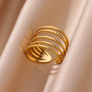 Chunky Gold Statement Ring, 18K Gold Plated Adjustable Ring, Bold Stackable Ring, Minimalist Women’s Jewelry, Dome Ring, Gift For Her