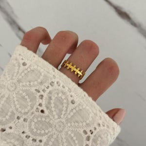 Gold Statement Ring Chunky Ring Adjustable Fit Vintage Style Gold Plated Stainless Steel Waterproof Tarnish Resistant Minimalist Jewelry
