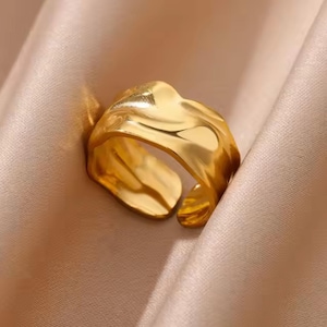 Klumpiger Goldaussagering, 18K vergoldeter verstellbarer Ring, mutiger stapelbarer Ring, minimalistischer Frauenschmuck, Kuppelring, Geschenk für sie