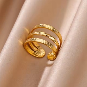 Chunky Gold Statement Ring, 18K Gold Plated Adjustable Ring, Bold Stackable Ring, Minimalist Women’s Jewelry, Dome Ring, Gift For Her