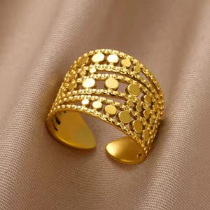 Chunky Gold Statement Ring, 18K Gold Plated Adjustable Ring, Bold Stackable Ring, Minimalist Women’s Jewelry, Dome Ring, Gift For Her