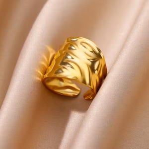 Chunky Gold Statement Ring, 18K Gold Plated Adjustable Ring, Bold Stackable Ring, Minimalist Women’s Jewelry, Dome Ring, Gift For Her