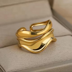 Chunky Gold Statement Ring, 18K Gold Plated Adjustable Ring, Bold Stackable Ring, Minimalist Women’s Jewelry, Dome Ring, Gift For Her