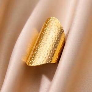 Chunky Gold Statement Ring, 18K Gold Plated Adjustable Ring, Bold Stackable Ring, Minimalist Women’s Jewelry, Dome Ring, Gift For Her