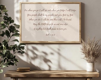 Ruth 1:16-17 Scripture Print | Beige Christian Wall Art (Digital Download)