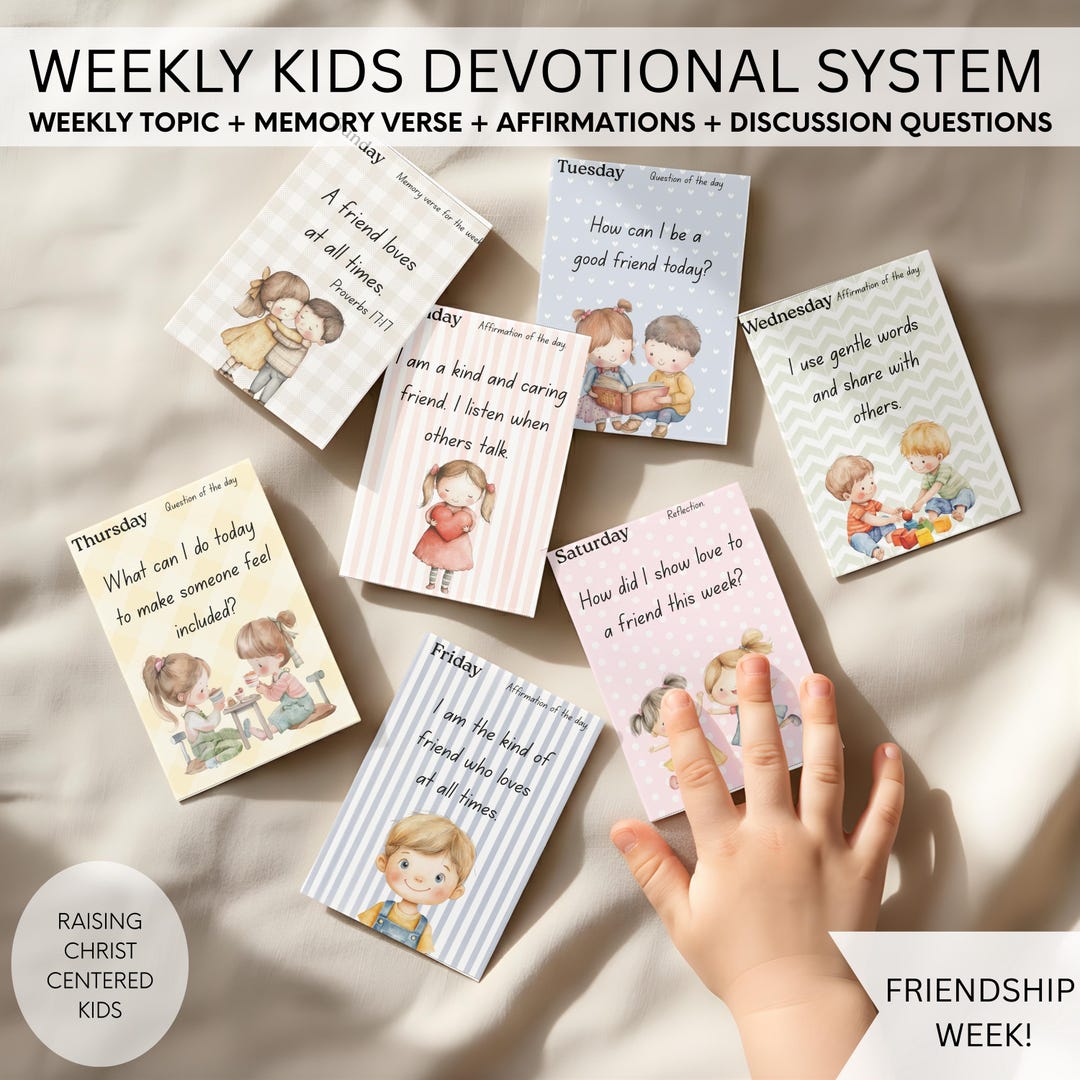 Printable Kids Devotional Cards | Friendship Week | Memory Verse ...
