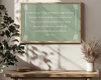 Sage Green Ruth 1:16-17 Scripture Print | Christian Wall Art (Digital Download)
