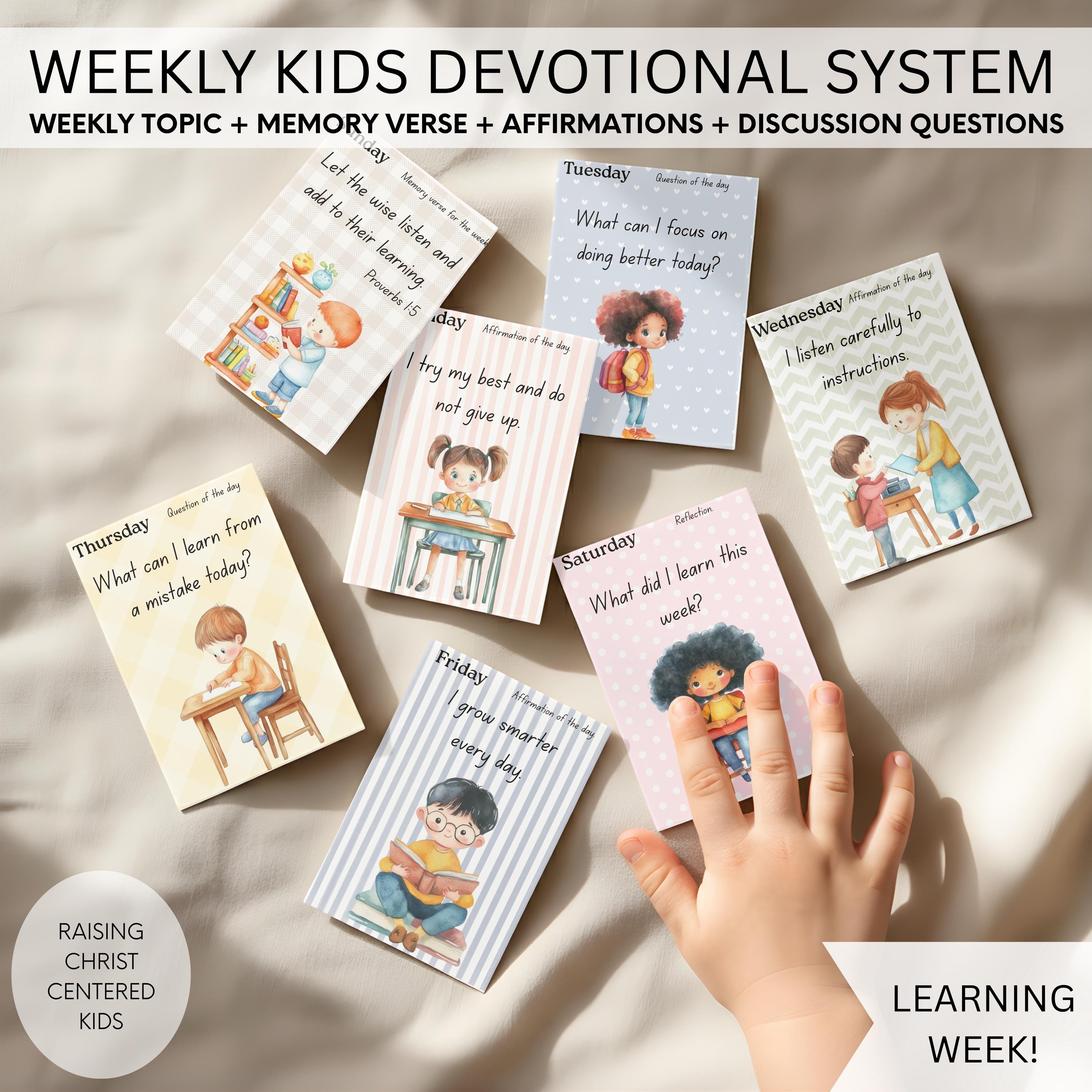 Printable Kids Devotional Cards | Learning Week | Memory Verse ...