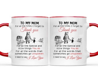 Taza "Para mi mamá, gracias, te quiero", regalo inspirado en Winnie the Pooh.