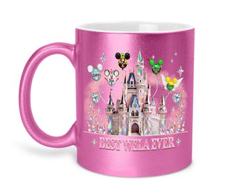 Personalized Disney Castle Mug, Best Mom Ever Gift, Custom Name Coffee Mug, Magical Theme Mother Gift, 2D Print Mom Mug
