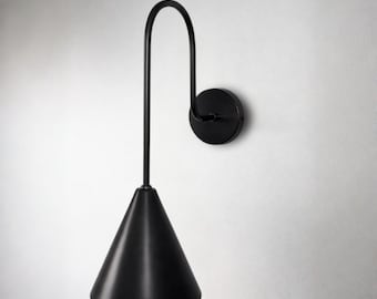 Modern Black Wall Sconce Lamp | Minimalist Industrial Light | Handmade Metal | Contemporary Home Lighting