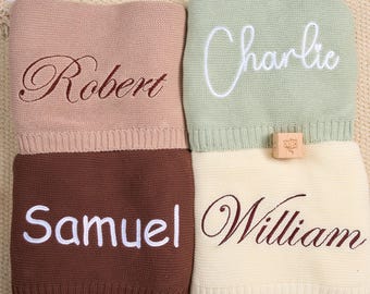Personalized Knit Baby Blanket | Custom Baby Name Blanket | Embroidered Baby Blanket | Unique Baby Shower Gift