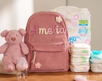 Personalisierte Cord Rucksack - Kinderschultasche, Kleinkind Vorschulrucksack, Schulanfang Geschenk für Jungen und Mädchen