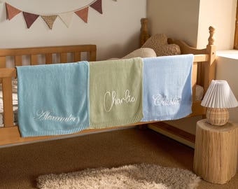 Personalized Knit Baby Blanket | Custom Baby Name Blanket | Embroidered Baby Blanket | Unique Baby Shower Gift