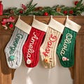 Personalized Christmas Stocking – Custom Embroidered Knit Xmas Sock, Name Christmas Decoration, Family Holiday Gift Bag
