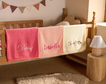 Personalized Knit Baby Blanket | Custom Baby Name Blanket | Embroidered Baby Blanket | Unique Baby Shower Gift