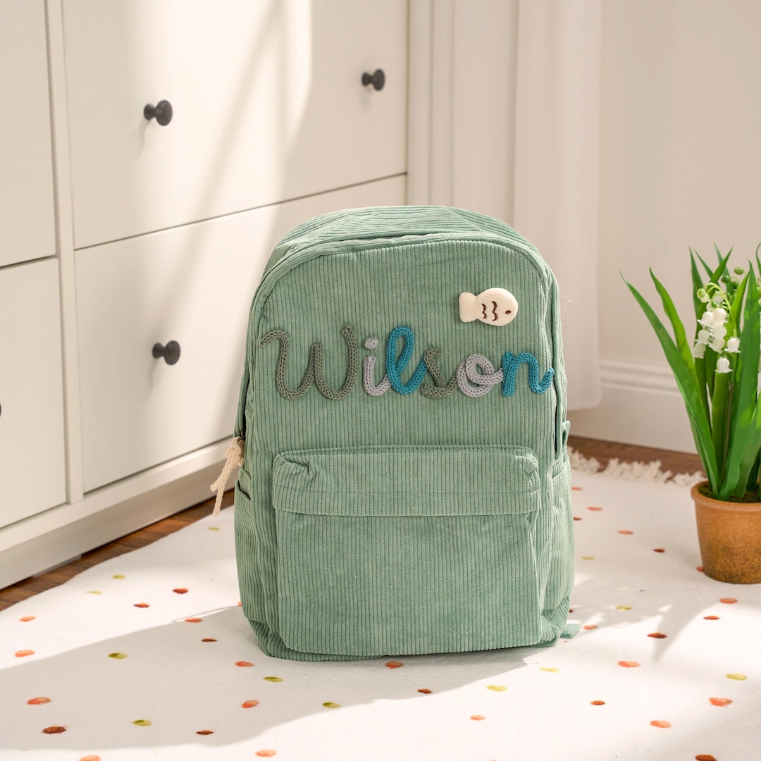 Personalized Corduroy Backpack – Custom Name Kids School Bag, Toddler ...