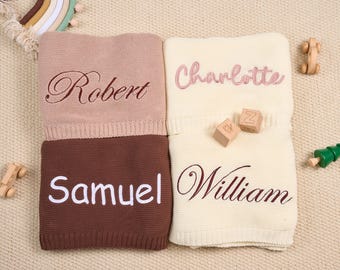 Personalized Knit Baby Blanket | Custom Baby Name Blanket | Embroidered Baby Blanket | Unique Baby Shower Gift