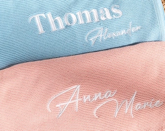 Personalized Knit Baby Blanket | Custom Baby Name Blanket | Embroidered Baby Blanket | Unique Baby Shower Gift